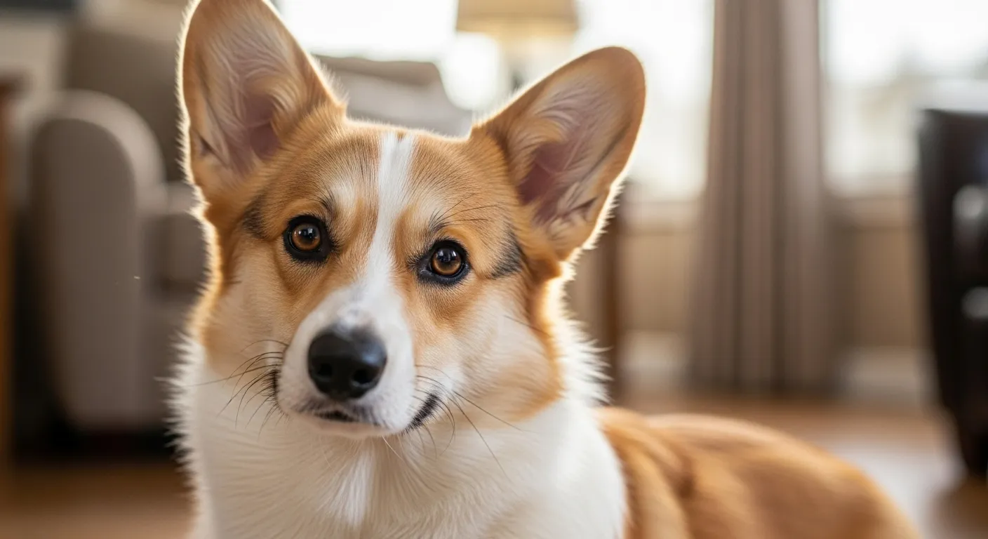 A Welsh Corgi in a home environment, interacting with people or relaxing.