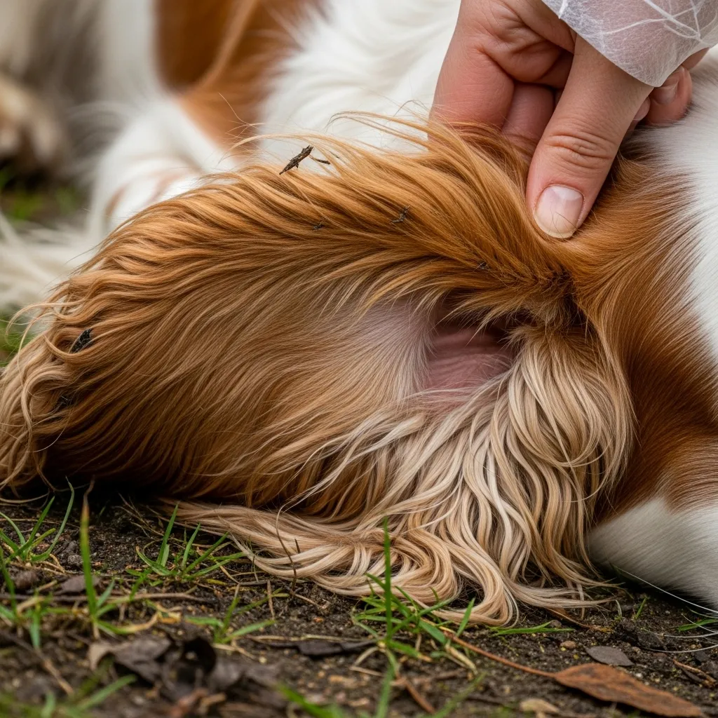 Close-up of Clumber Spaniel's floppy ears.