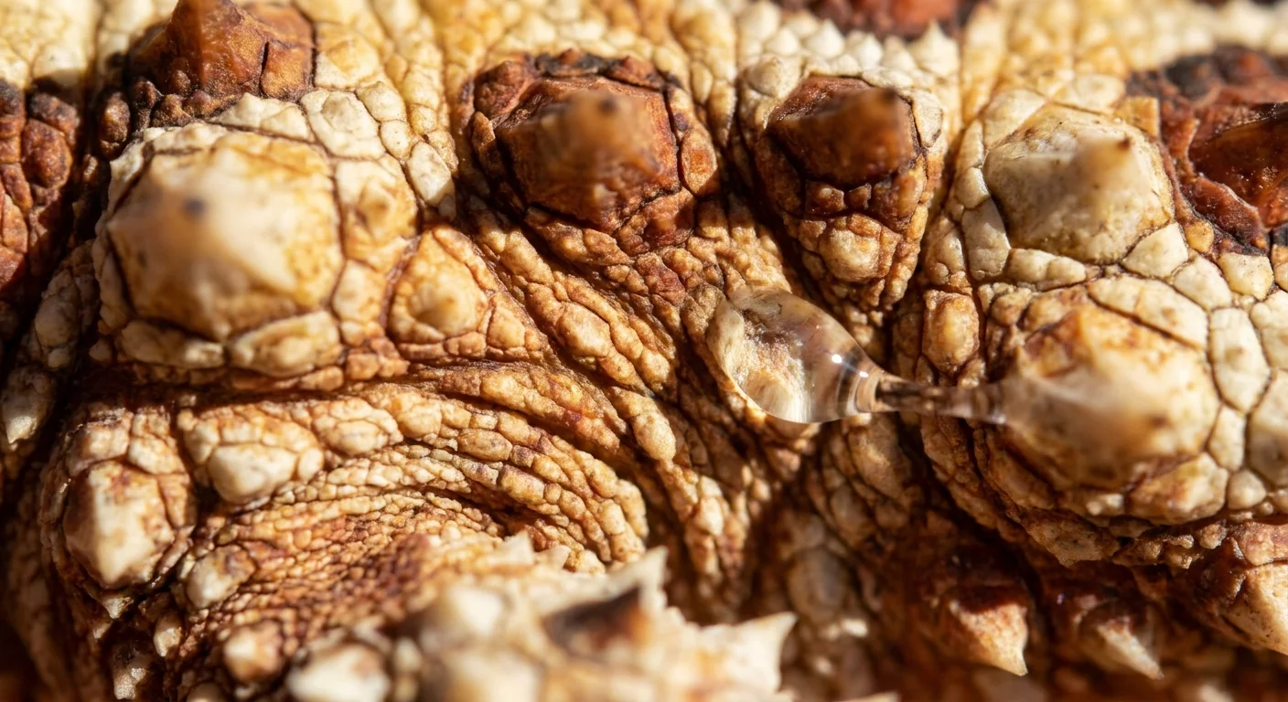 An extreme macro photo of a Thorny Devil's skin, showing the intricate channels that move water across its body.